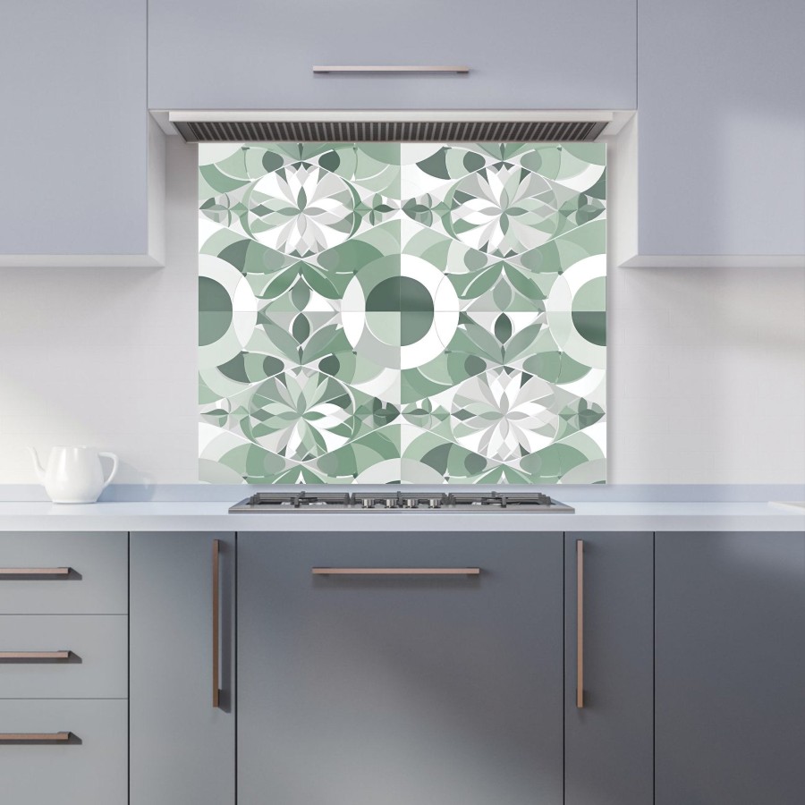 Geometric Pastel Green Kitchen Splashback