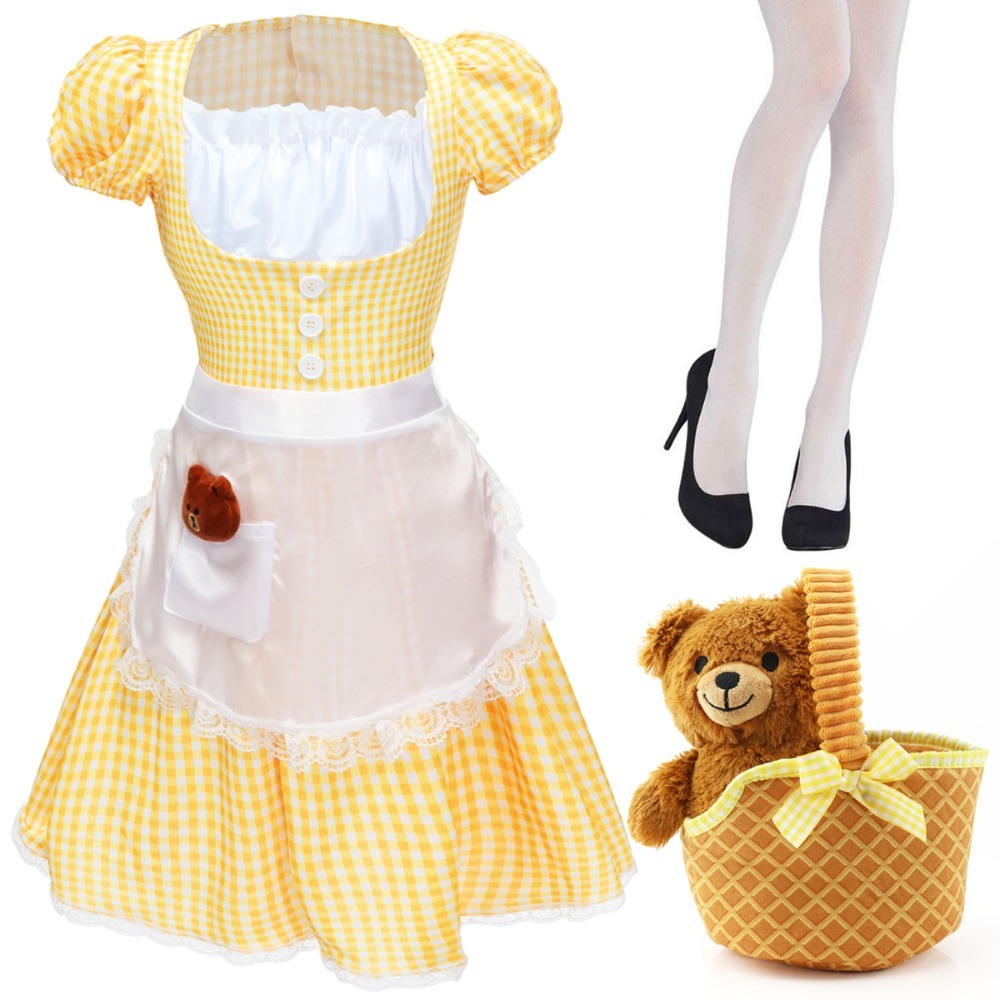 Click to view product details and reviews for Ladies Goldilocks Costume 4 Pcs Dress Tights Soft Basket Bear Large.