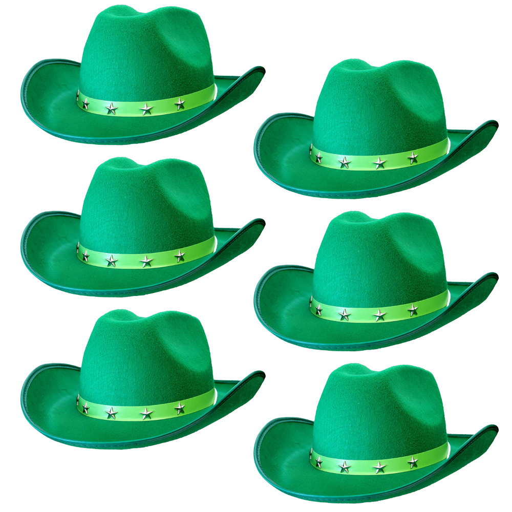Click to view product details and reviews for Adults Green Star Studded Cowboy Hat Pack Of 6.