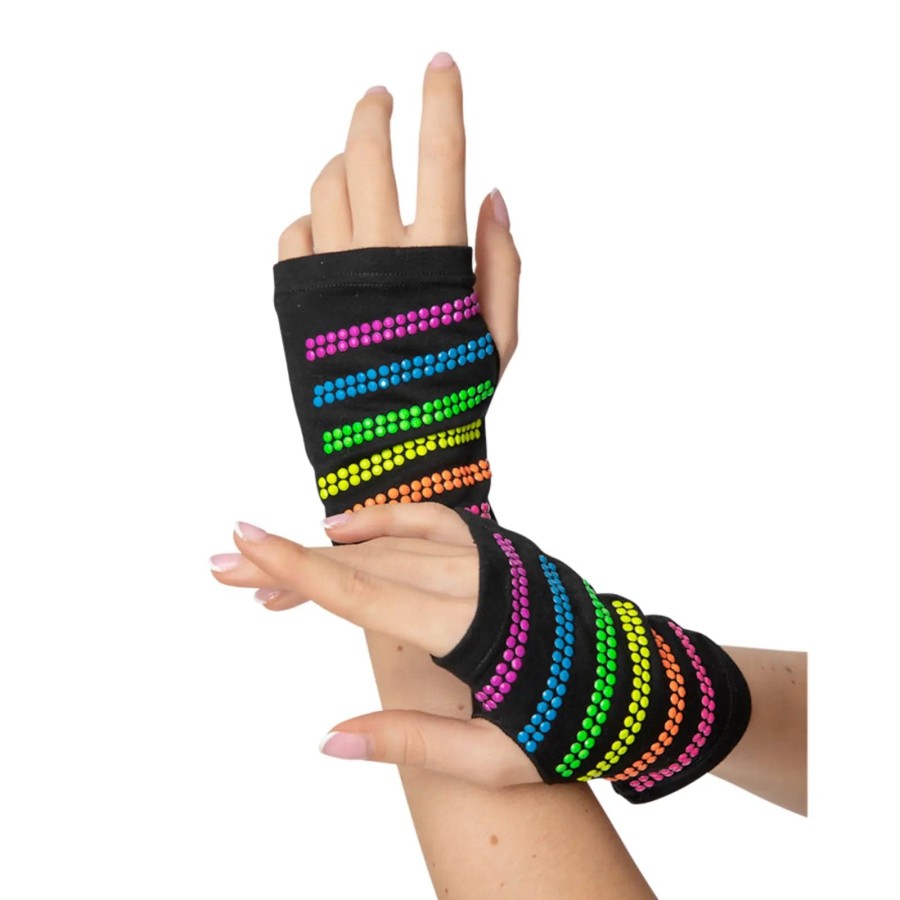 Click to view product details and reviews for Adults Multicolour Neon Bead Fingerless Gloves 80s Fancy Dress.