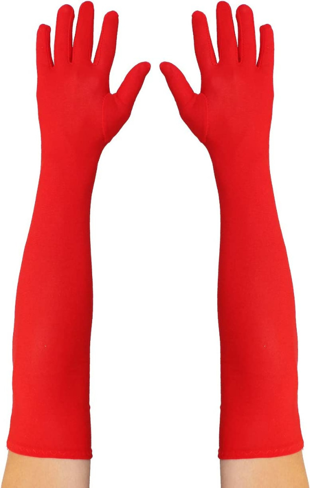 Adults Red 50cm Lycra Gloves