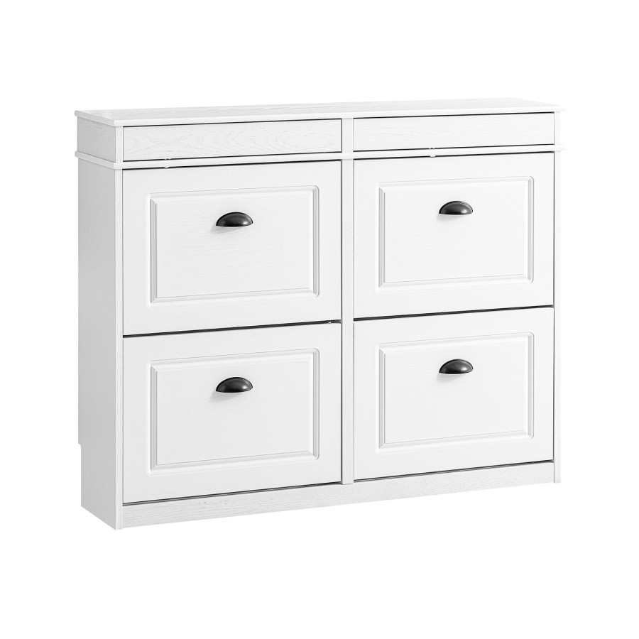 Click to view product details and reviews for Shoe Fsr79 Wg Rack Cabinet With 4 Flip Drawers Slim Shoe Storage Cabinet Hallway Entryway Corridor Small Spaces Mdf Wooden Cupboard White Vinta.