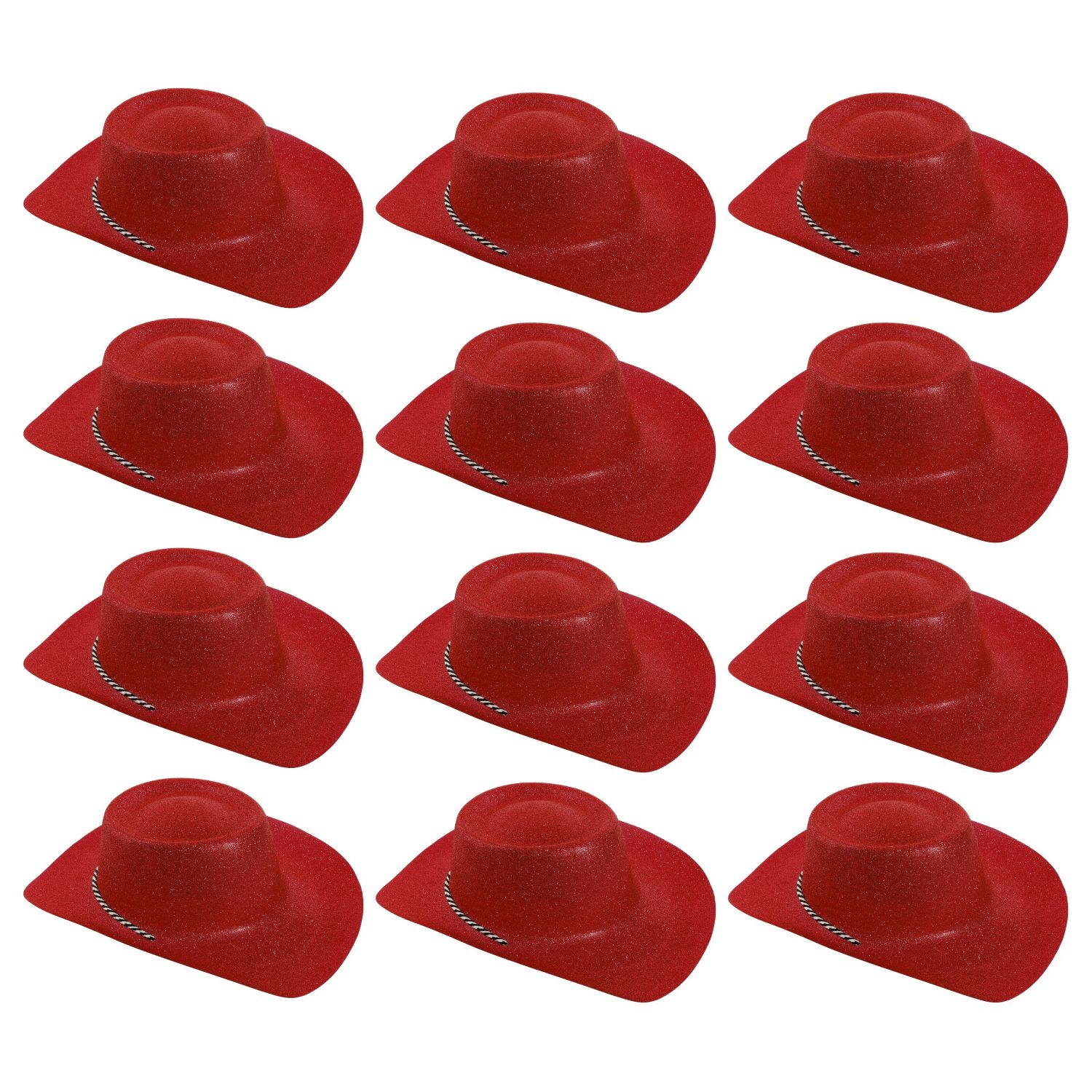 Click to view product details and reviews for Red Glitter Cowboy Hat Pack Of 12.