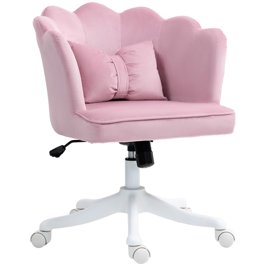 HOMCOM Armless Desk Chair Home Office Chair w/ Wide Seat Tilt Function Pink