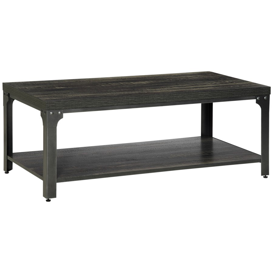 Click to view product details and reviews for Homcom Rustic Coffee Table 2 Tier Centre Table W Storage And Steel Frame.