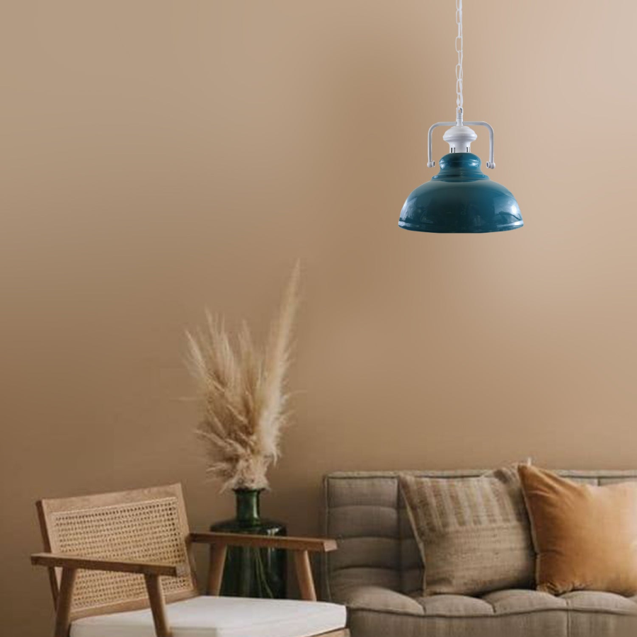 Click to view product details and reviews for Industrial Vintage Retro Indoor Hanging Metal Cyan Blue Pendant Light E27 Uk Holder3851.
