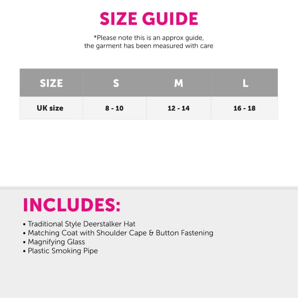 Ladies Detective Costume with Magnifying Glass & Pipe