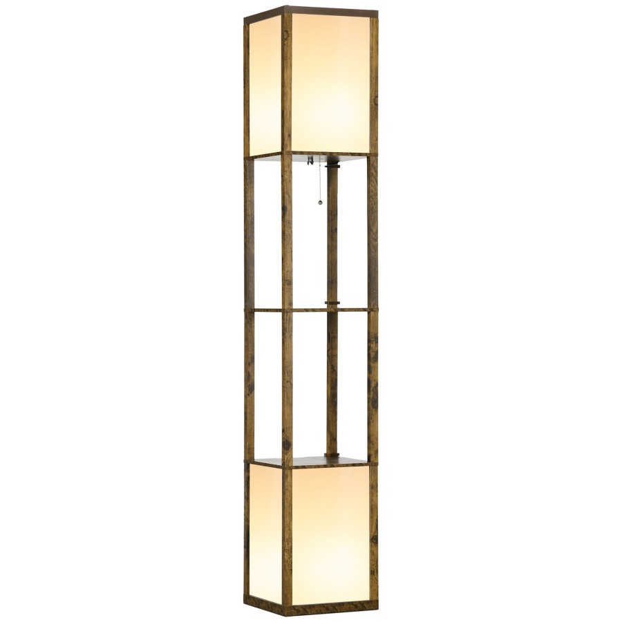 Click to view product details and reviews for Brown Shelf Floor Lamp Dual Light For Any Room.