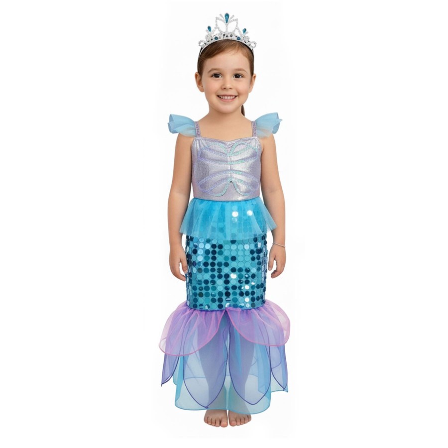Click to view product details and reviews for A2z 4 Kids Girls Mermaid Halloween Costume Dress With Crown Kid Sparkly Sequin 3 5 Years Multi.