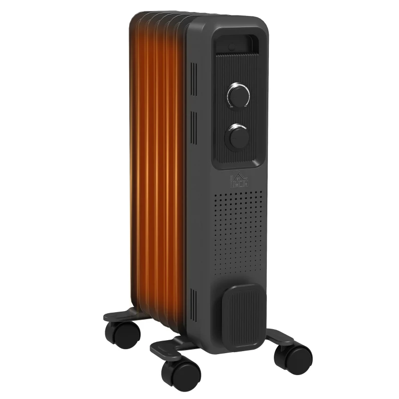 Click to view product details and reviews for Homcom 1500w Oil Filled Radiator 7 Fin Portable Electric Heater With 3 Heat Settings Safety Cut Off And Wheels In Grey.