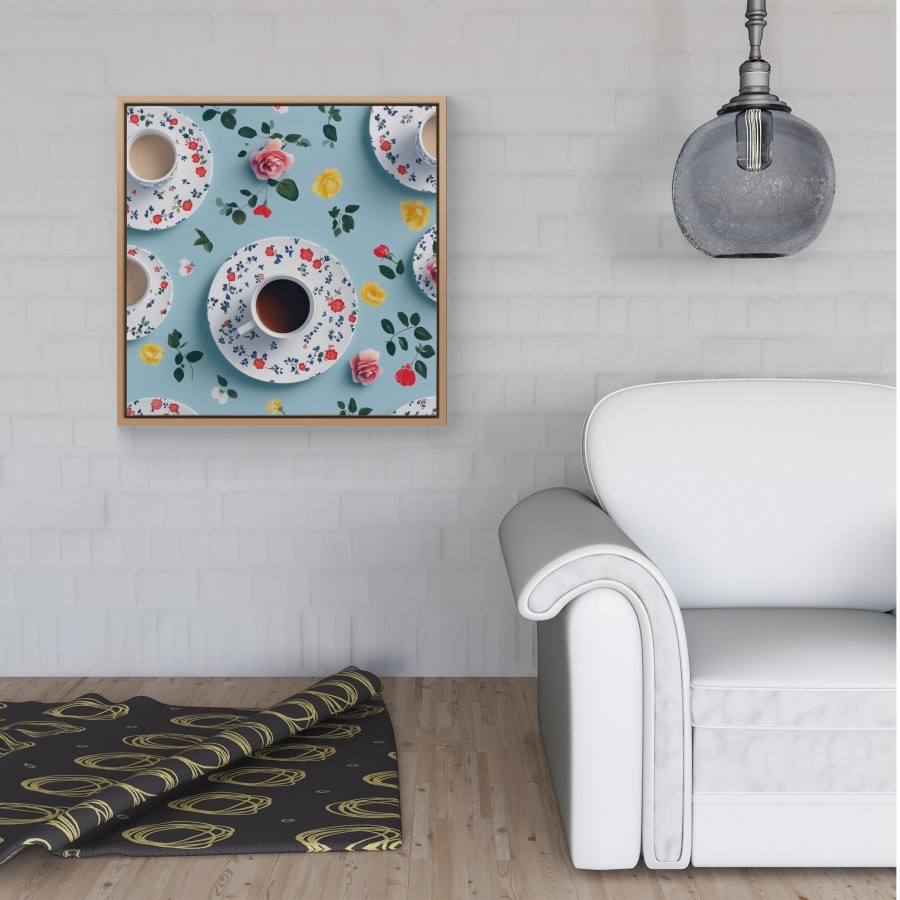 Click to view product details and reviews for Tea Cups And Roses Framed Canvas 16 X 16 Pine.