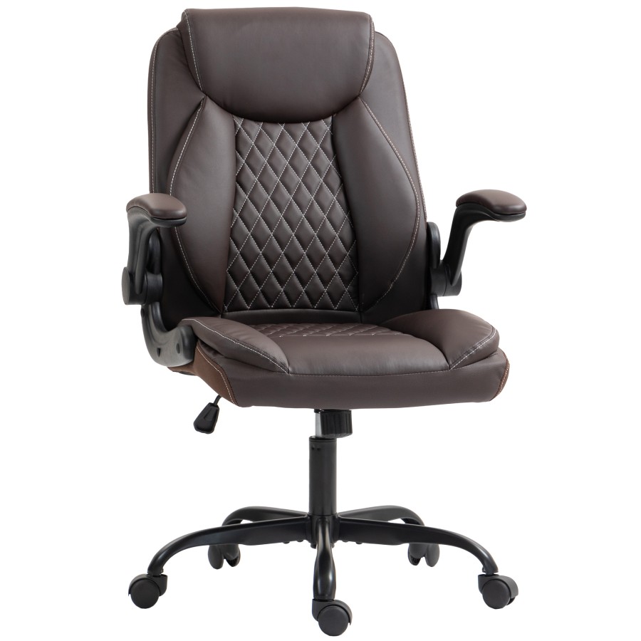 Click to view product details and reviews for Homcom Executive Office Chair With Flip Up Armrests Pu Leather Computer Desk Chair With Thick Cushion Tilt Function Height Adjustable For Home Bro.