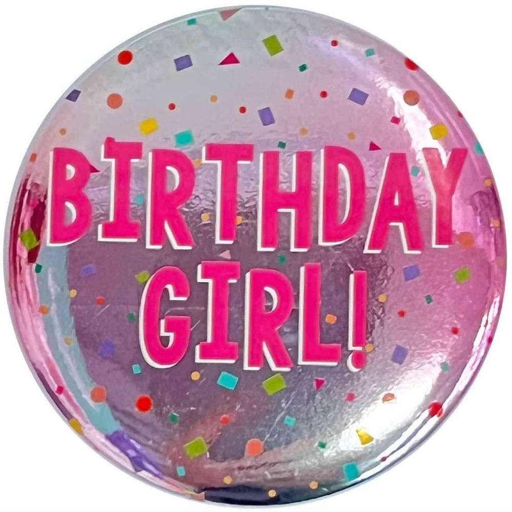 Click to view product details and reviews for Amscan Blank Birthday Girl Button Badge Round Clipped Colourful Party Accessory.