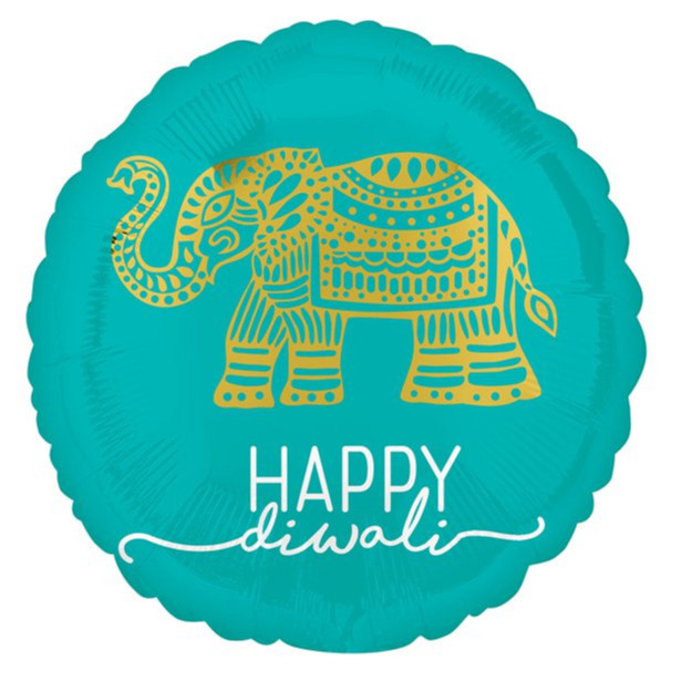 Click to view product details and reviews for Anagram Diwali Festival Decorations Gold Elephant Printed Blue 18 Foil Balloon.