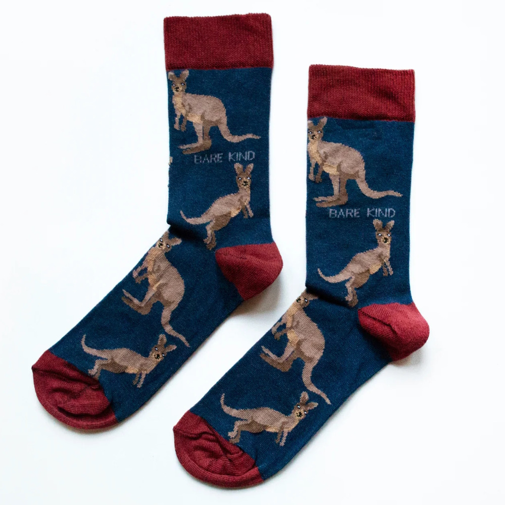 Animal Bamboo Socks 1 Pair Novelty Unisex Womens Save The Wallabies Gift Size UK 4-7