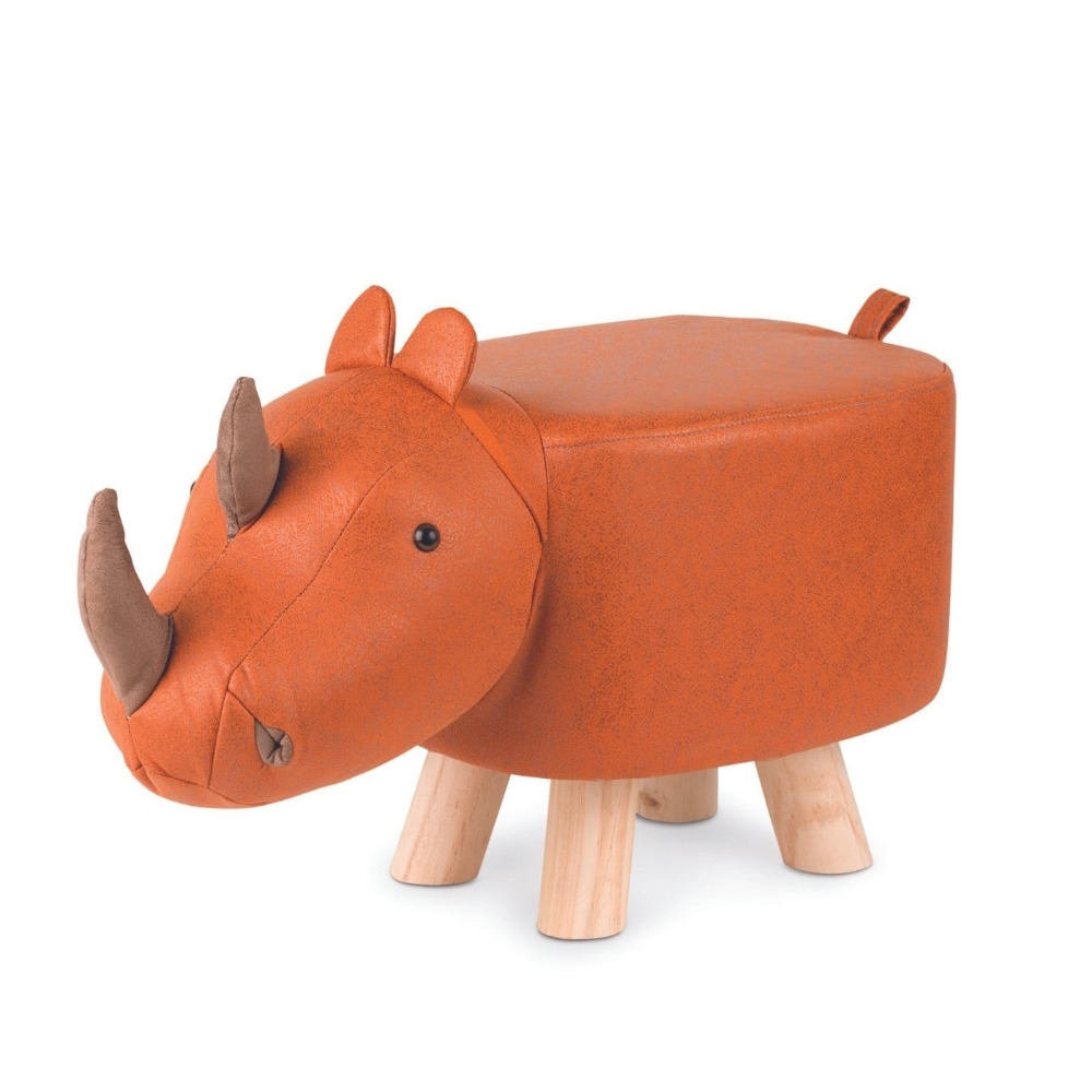 Animal Foot Stool Padded Cushion Pouffe Ottoman Childrens Kids Seat - Rhino