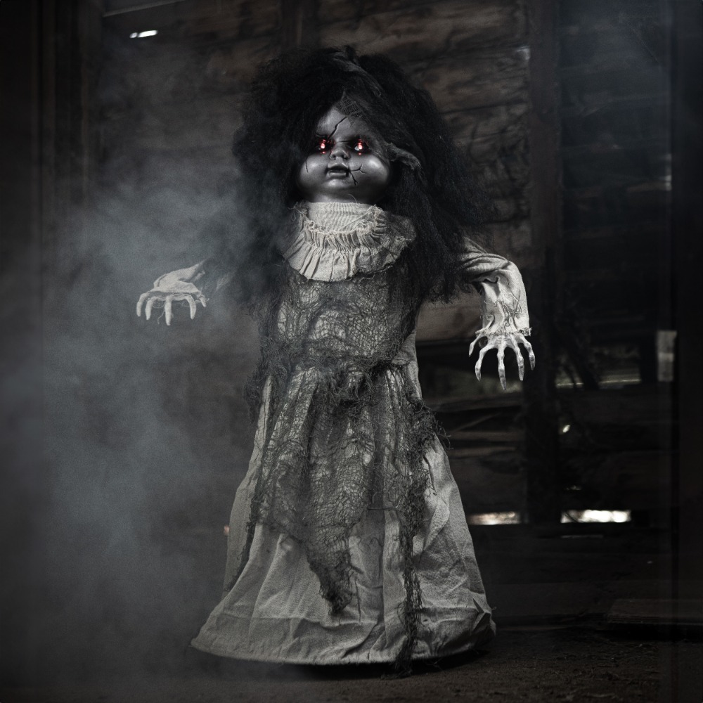 Animatronic Large Doll in Beige Dress 82cm 32" Halloween Decoration