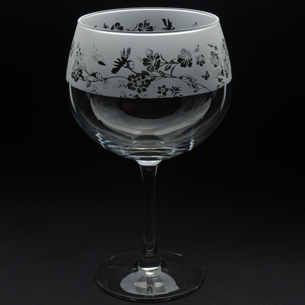 Animo Gin Glass Hand Etched Crystal Animal Balloon Tumbler Gift Ladybird
