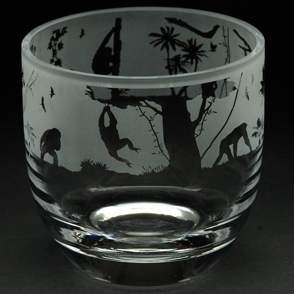Animo Glass Candle Holder Decorative Hand Etched Animal Pot Gift Boxed Monkey