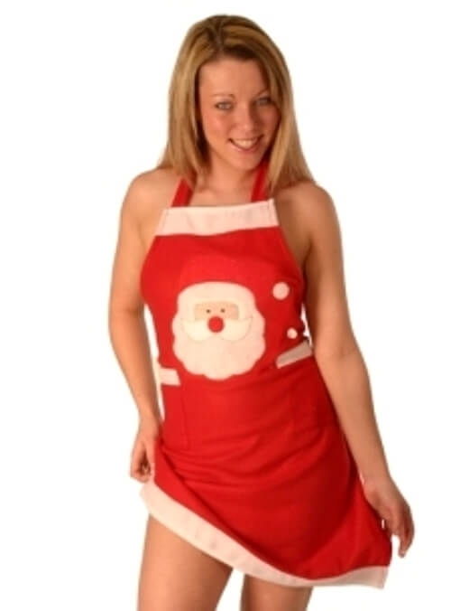 Click to view product details and reviews for Apron Christmas Red Felt With Flashing Light.