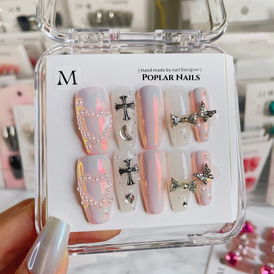 Click to view product details and reviews for B030 Glitter Glow Cross Heart Nails M.