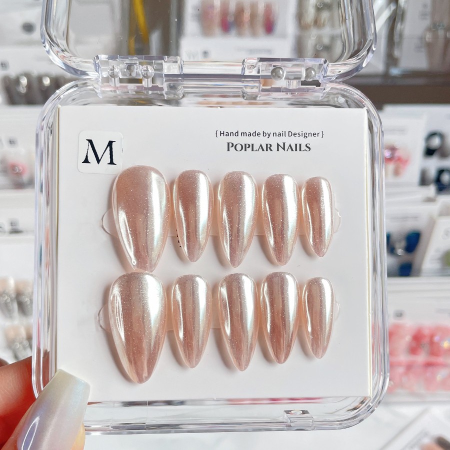 B055 Rose Gold Chrome Handmade Press-on Nails