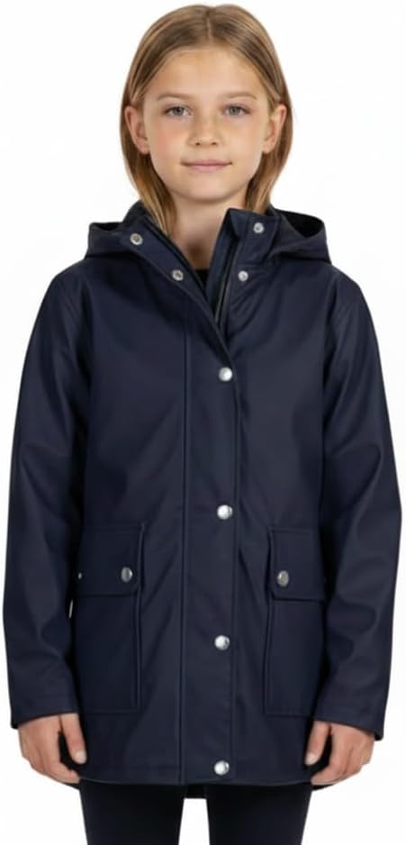 Click to view product details and reviews for Pu Raincoat Jacket Windbreaker Waterproof Parka Hooded For Girls Boys Age 5 13 Years 5 6 Years Navy.