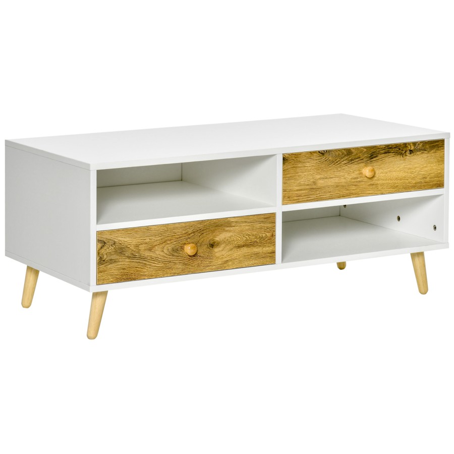 Click to view product details and reviews for Homcom Coffee Table Rectangular End Table W Drawers And Shelves Brown White.