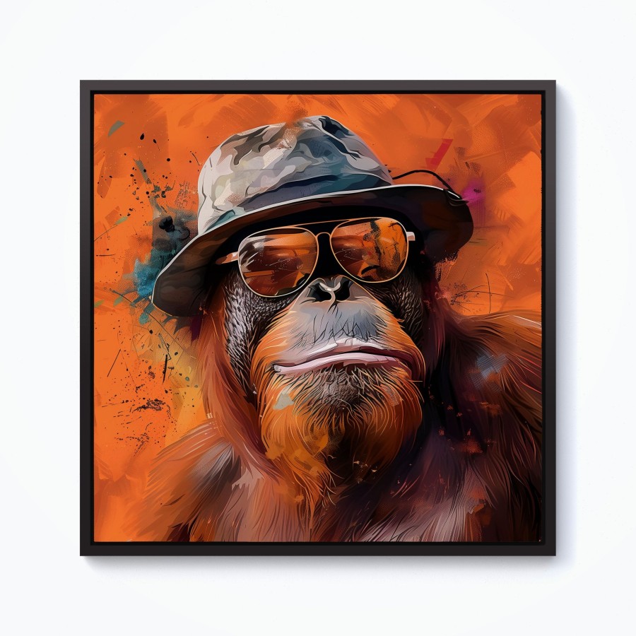 Click to view product details and reviews for Orangutan In Glasses Framed Canvas 10 X 10 Black.