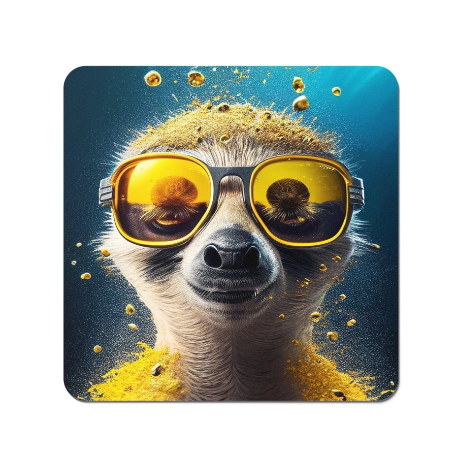 Click to view product details and reviews for Meerkat With Golden Glasses Splashart Coasters.