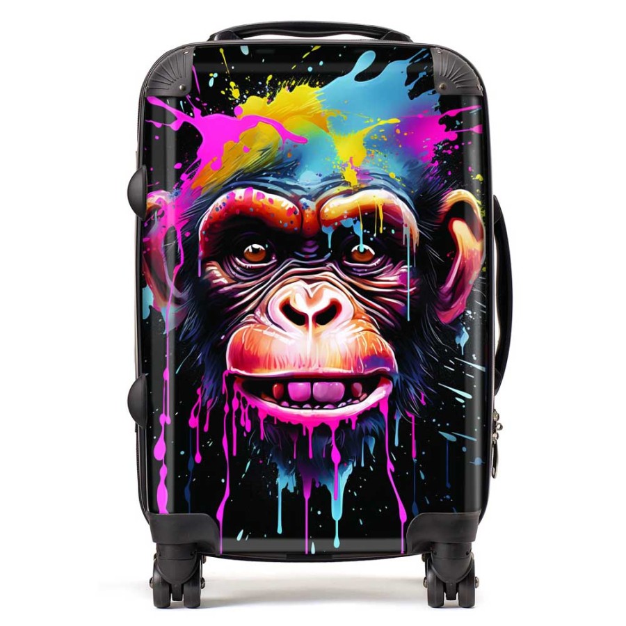 Click to view product details and reviews for Multi Coloured Monkey Face Splashart Suitcase Cabin.