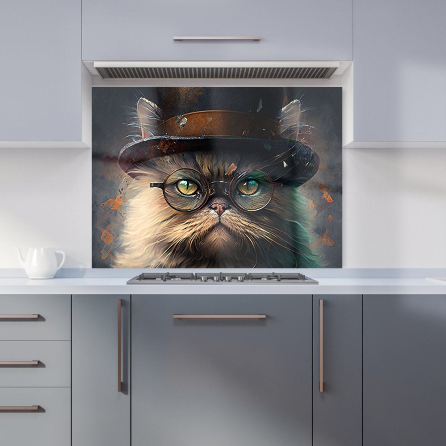 Click to view product details and reviews for Persian Cat With Glasses Splashart Kitchen Splashback W900mm X H650mm.