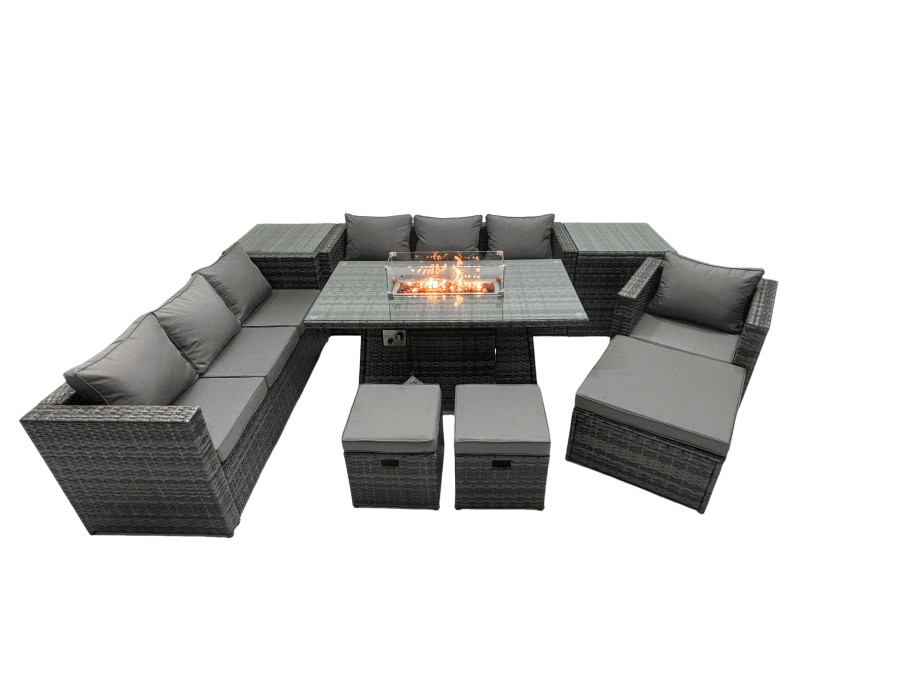 Click to view product details and reviews for Fimous Rattan Garden Furniture Firepit Dining Set 10 Seater Lounge Sofa Table Set With 2 Side Table 3 Footstool. Click to view product details and reviews for Fimous Rattan Garden Furniture Firepit Dining Set 10 Seater Lounge Sofa Table Set With 2 Side Table 3 Footstool.