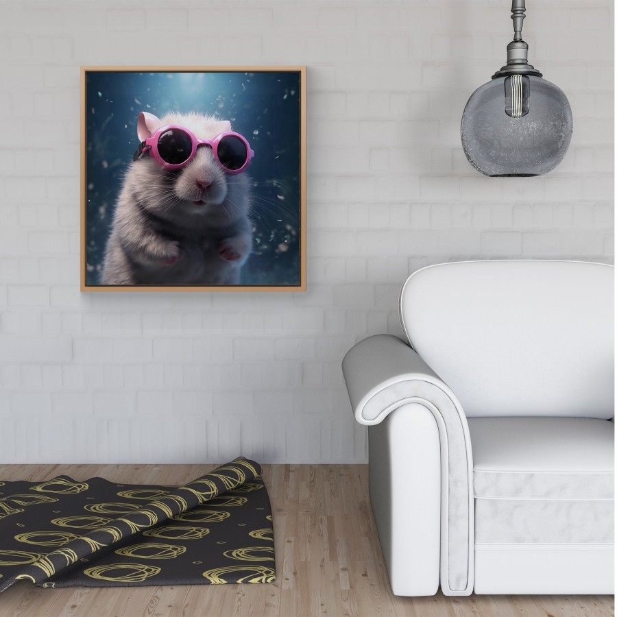 Click to view product details and reviews for Splashart Doormouse With Pink Glasses Framed Canvas 30 X 30 Black.