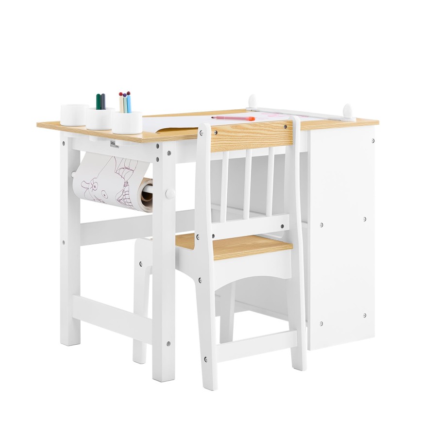 Click to view product details and reviews for Sobuy Kmb60 Wn Kids Desk And Chair Set Kids Study Table And Chair Set With 2 Storage Shelves And Paper Roll Holder Childrens Desks For Drawing Arts.