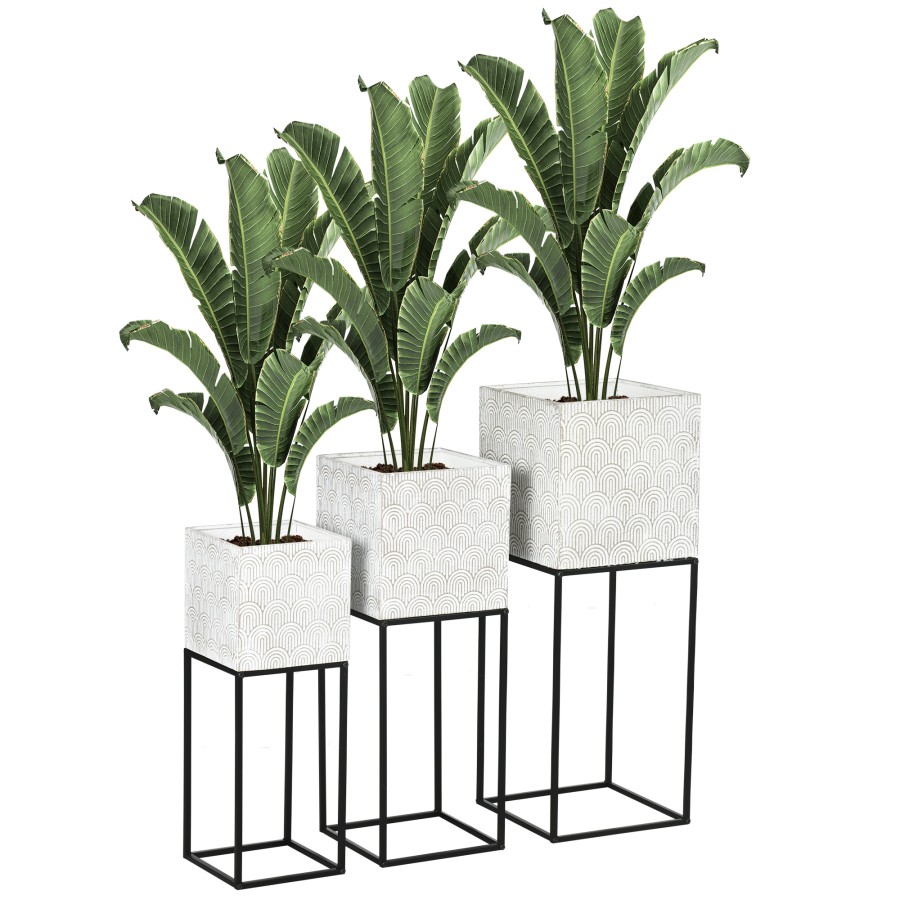 Click to view product details and reviews for Outsunny Decorative Plant Stand Set Of 3 Square Flower Pot Holders For Bedroom.