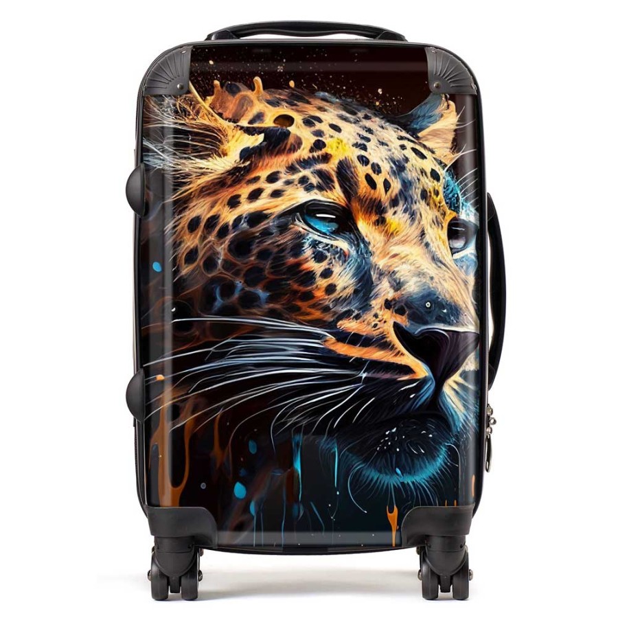 Click to view product details and reviews for Leapoard Face Splashart On Dark Background Suitcase Cabin.
