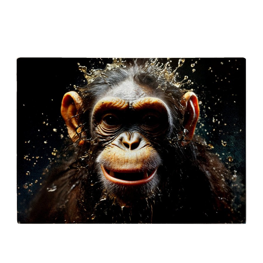 Click to view product details and reviews for Realistic Monkey Face Splashart Glass Chopping Board.
