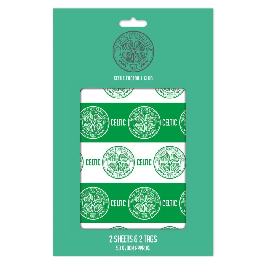Celtic Fc 2 Sheets & 2 Tags Gift Wrap