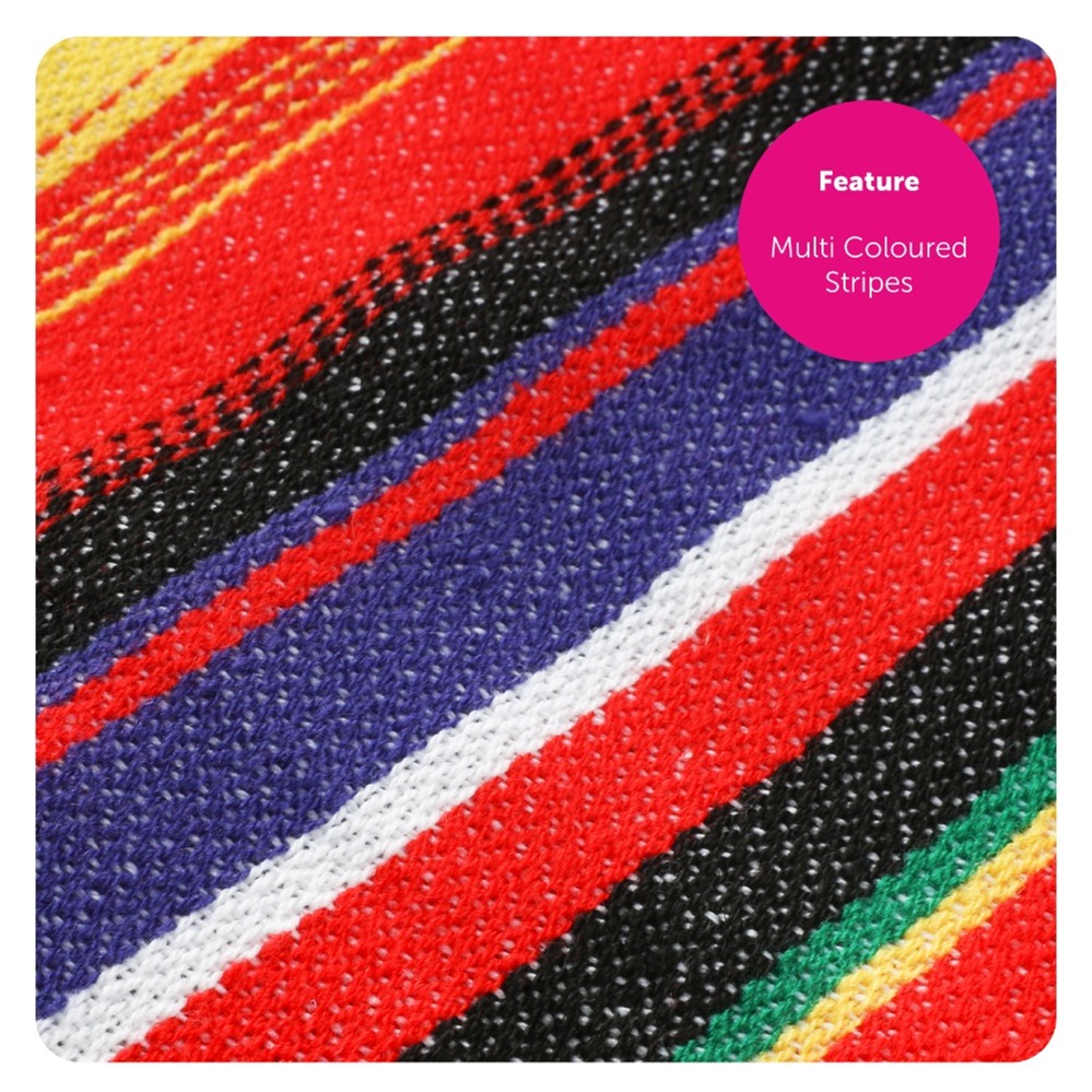 Multicoloured Striped Poncho & Pink Felt Sombrero