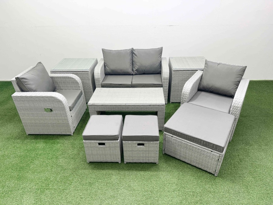 Click to view product details and reviews for Fimous Light Grey Pe Wicker Rattan Garden Furniture Set Sofa Set Reclining Adjustable Chair Oblong Coffee Table 7 Seater 3 Stools 2 Side Table. Click to view product details and reviews for Fimous Light Grey Pe Wicker Rattan Garden Furniture Set Sofa Set Reclining Adjustable Chair Oblong Coffee Table 7 Seater 3 Stools 2 Side Table.