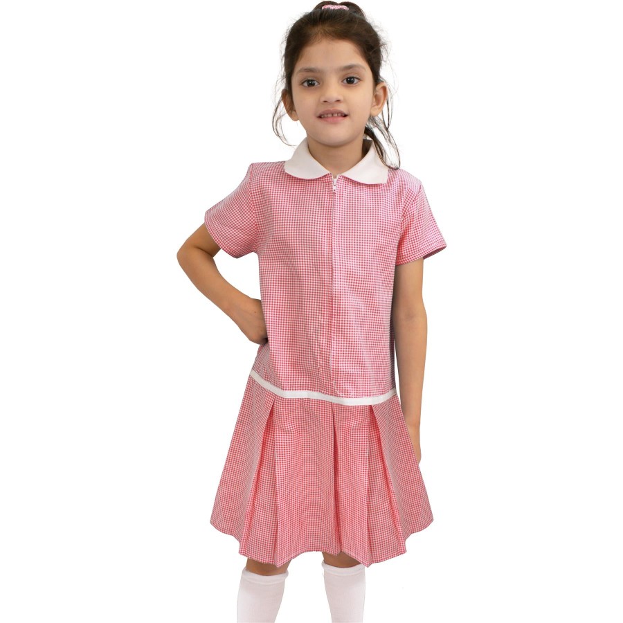 Click to view product details and reviews for Kids Girls Gingham School Dress Zip Up Check Dresses With Matching Scrunchies 10 11 Years Red.