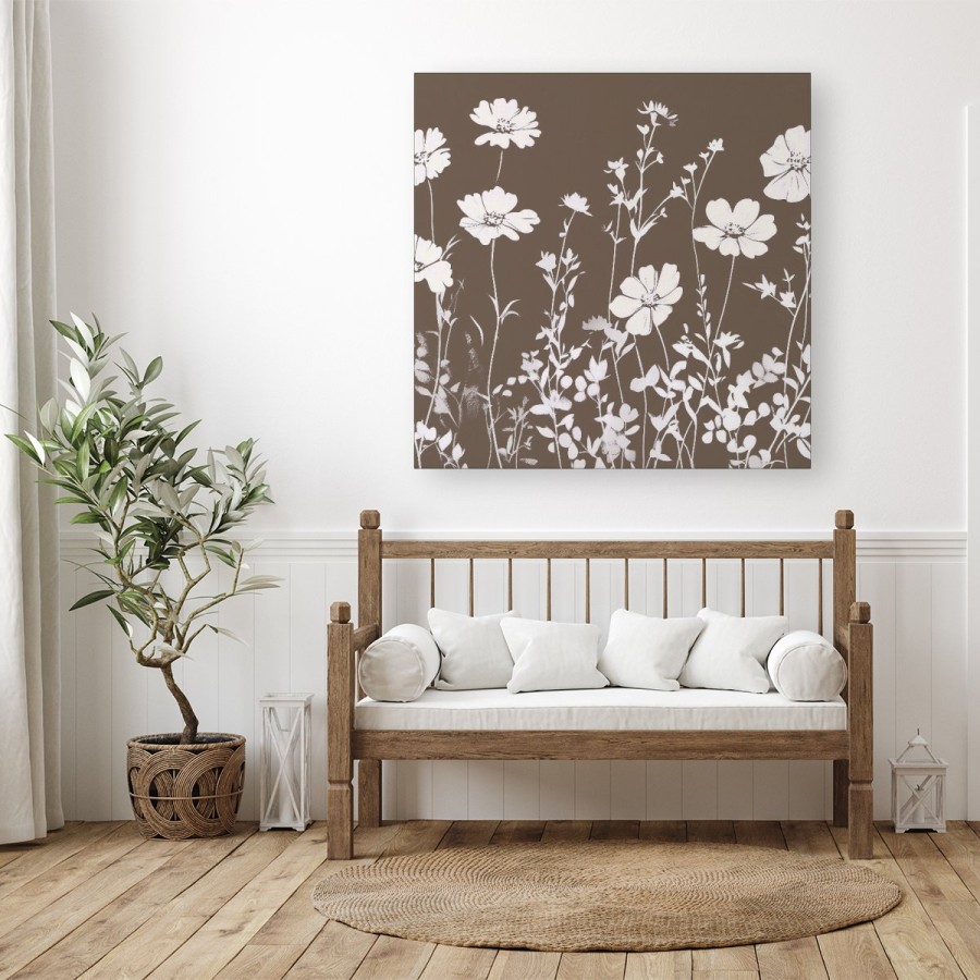 Click to view product details and reviews for Taupe And White Floral Silhouette Canvas Large 30 X 30.
