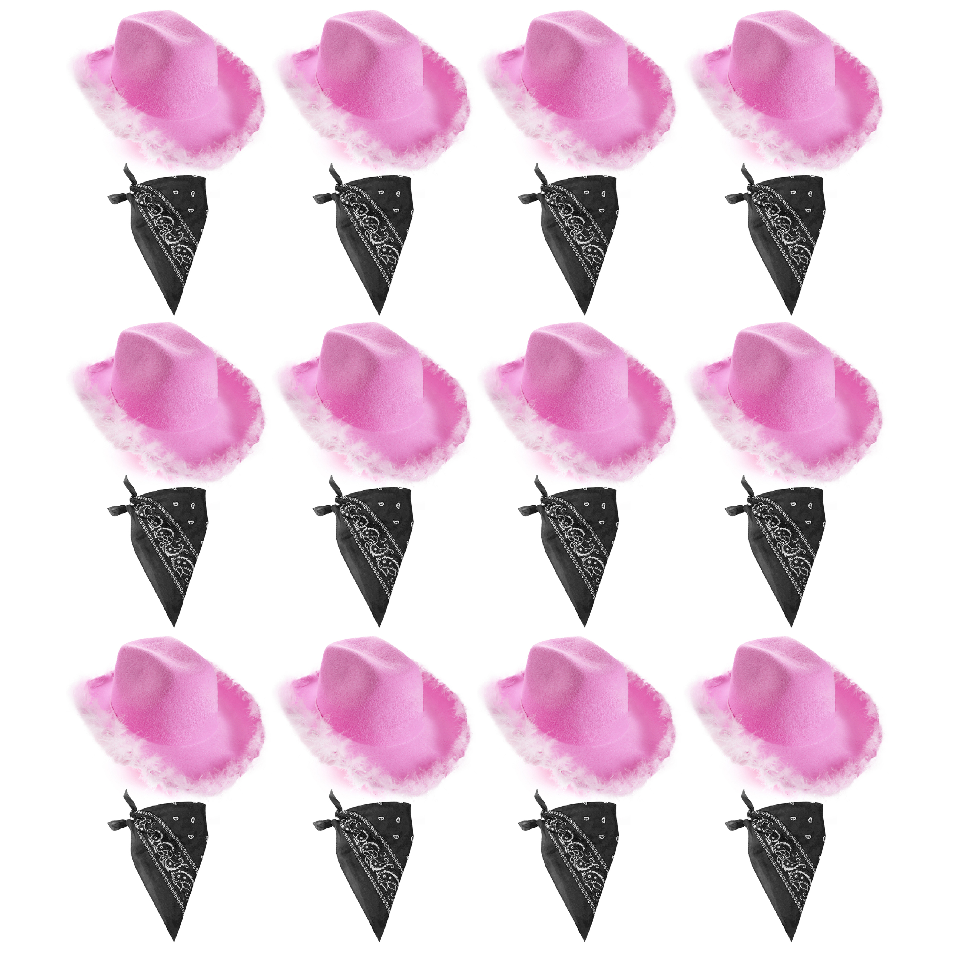 Click to view product details and reviews for Lilac Pink Cowboy Hat Black Bandana Pack Of 12.