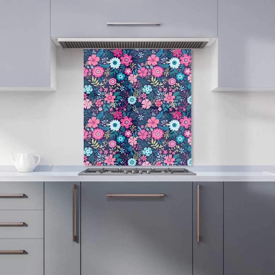 Click to view product details and reviews for Cute Colourful Flower Pattern Kitchen Splashback W600mm X H650mm.
