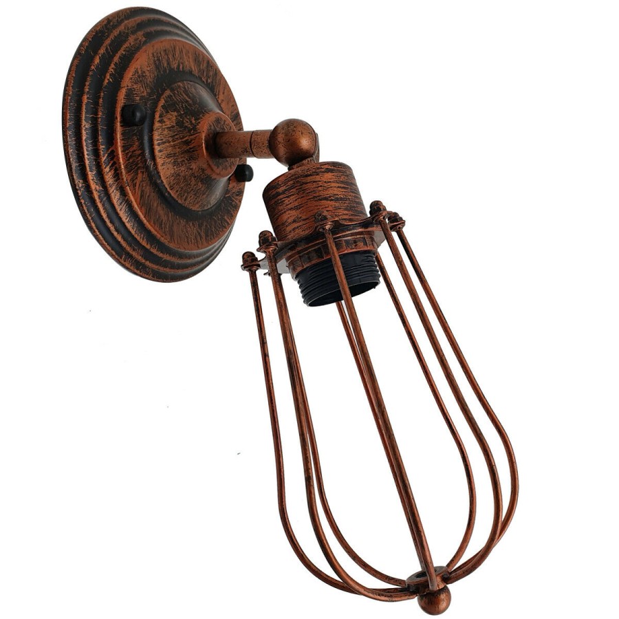 Click to view product details and reviews for Vintage Retro Industrial Loft Rustic Cage Wall Sconce Ceiling Lights Porch Lamp 3549 Rustic Red.