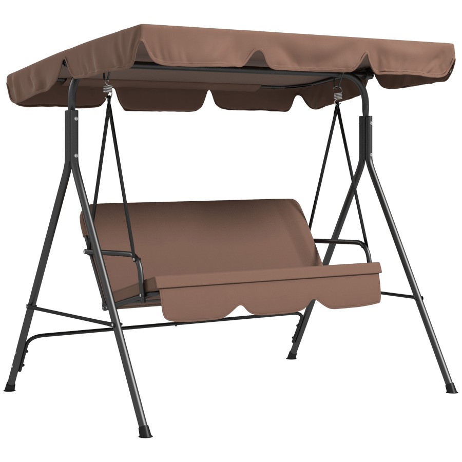 Click to view product details and reviews for Outsunny 3 Seater Swing Chair With Adjustable Canopy Garden Swing Seat With Steel Frame Padded Seat Brown.