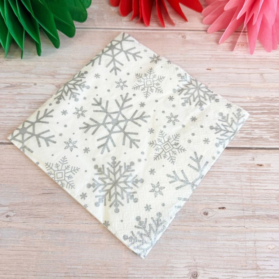Click to view product details and reviews for Silver Holiday Snowflakes Luncheon Napkins Christmas Party Decorations X 16.
