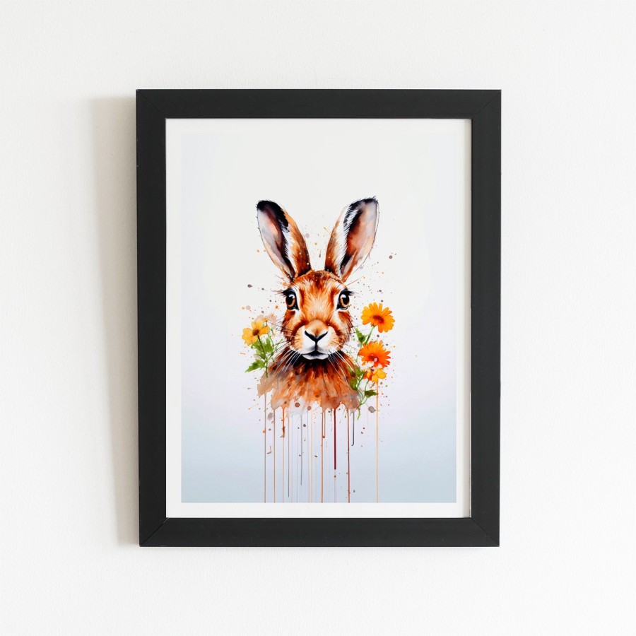 Click to view product details and reviews for Watercolour Hare And Daisies Art Prints 8 X 10 Black Frame.