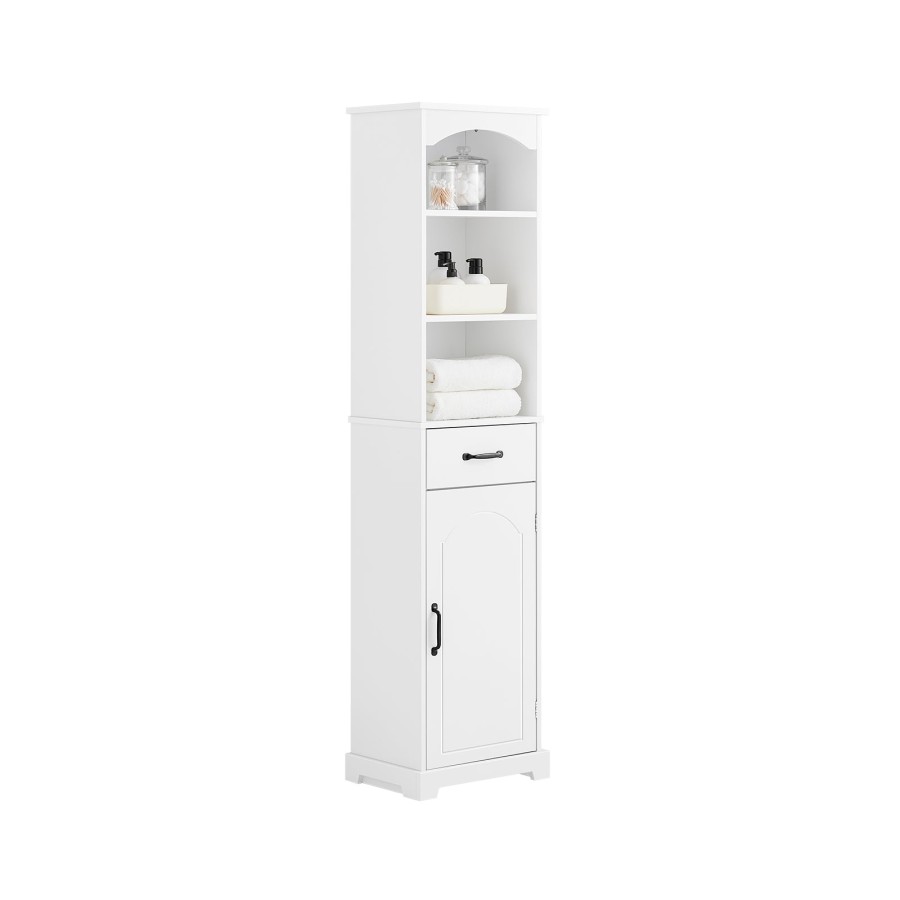 Click to view product details and reviews for Sobuy Bzr206 W Tall Bathroom Cabinet – Slim Bathroom Storage Unit Freestanding With Adjustable Shelves And Drawer – Storage Cupboard For Small Sp.